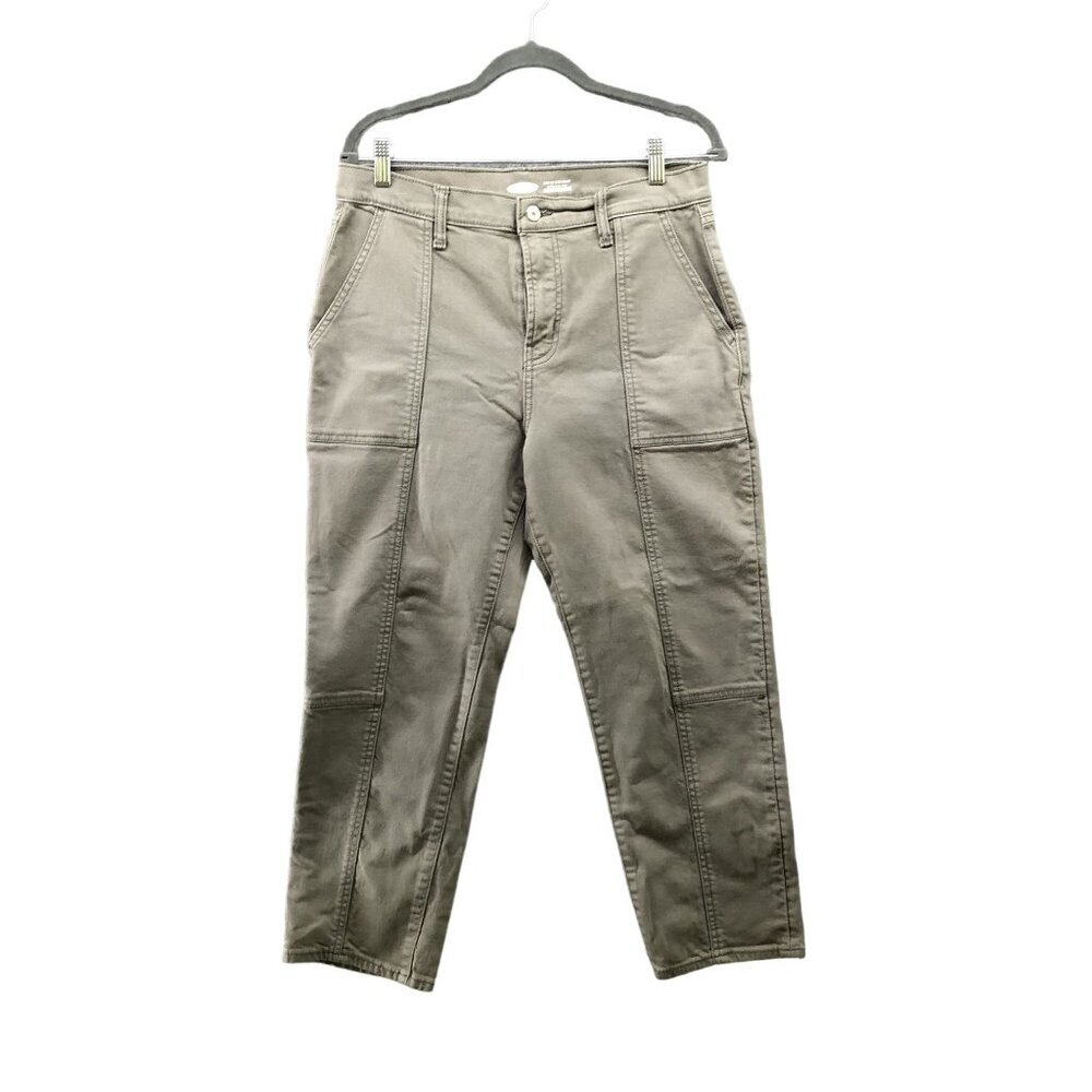 Old Navy Sky Hi Straight Jeans Womens Size 10P Army Green Cropped Extra High